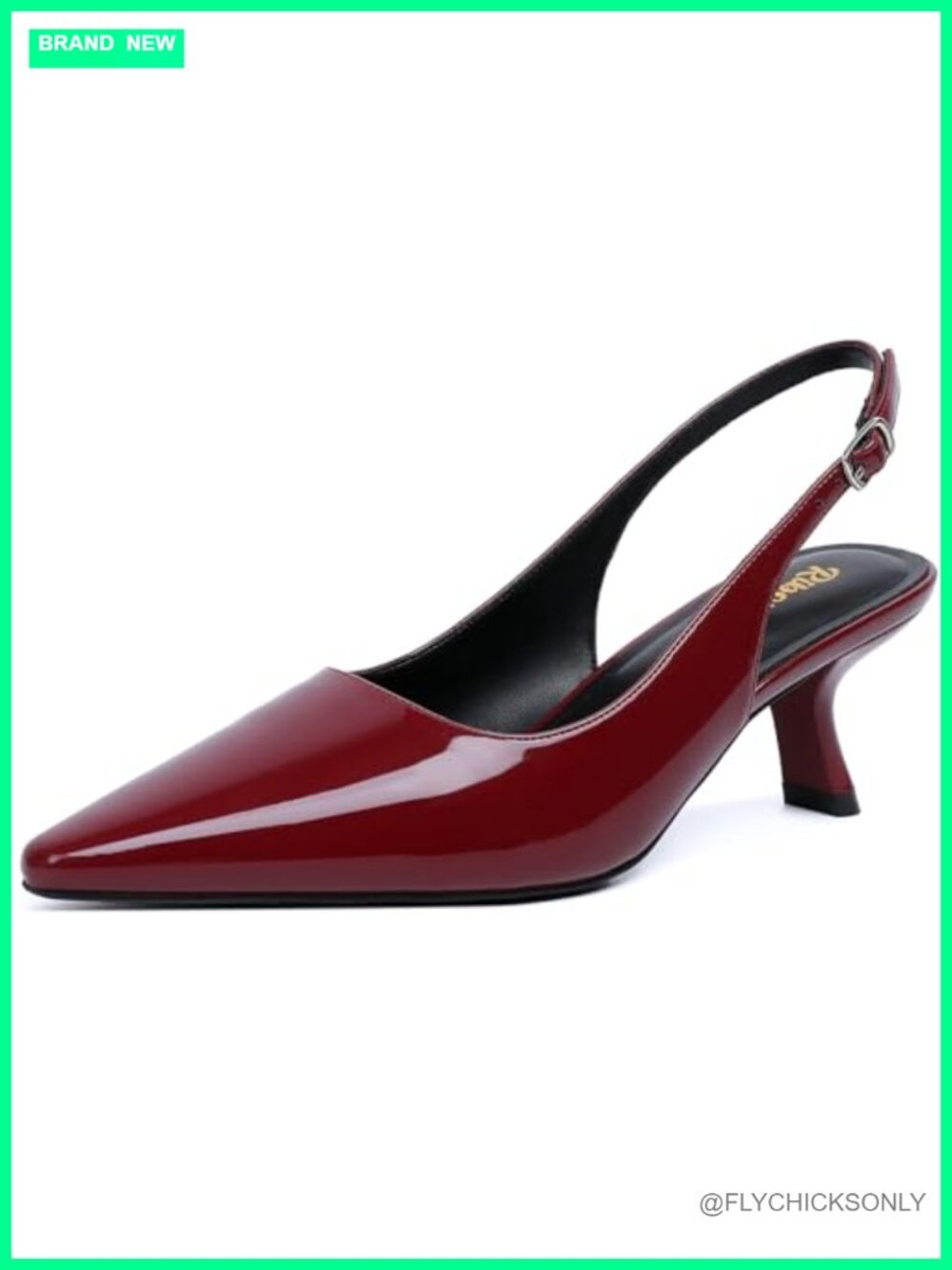 Slingback Kitten Heel Pointed Toe Pumps Faux Leather Dressy Wedding Heels